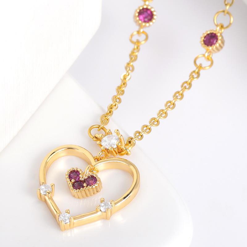 Pendant Necklaces Romantic Simple Double Heart-shaped Necklace Exquisite Crystal Zircon Gold Color Chain Women's Wedding Jewelry
Pendant Necklaces Romantic Simple Double Heart-shaped Necklace Exquisite Crystal Zircon Gold Color Chain Women's Wedding Jewelry