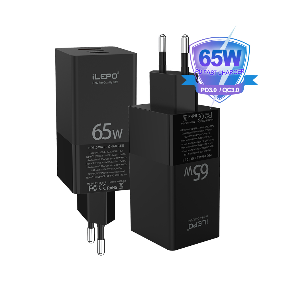 1 Piece! 65W USB-C Smart Charger Power Delivery 3.0 With MOSFET (Super-Silicon) Tech Supply For USB C laptops, SmartPhone, etc Retail Box