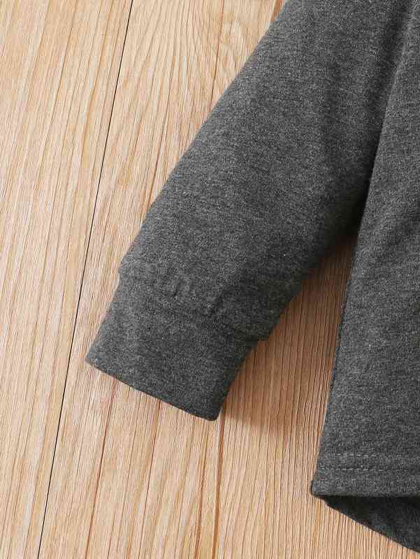 Baby Contrast Plaid Kangaroo Pocket High Low Hem Hoodie & Sweatpants SHE