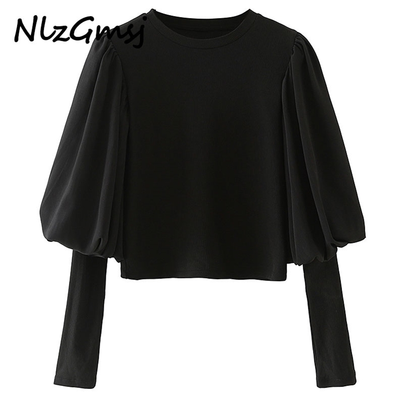 Nlzgmsj Black Knit Top Women O-neck Long Puff Sleeve Shirt Chic Ruffle Shoulders Female Vintage Knitted Blouse for Autumn 210628, As picture
Nlzgmsj Black Knit Top Women O-neck Long Puff Sleeve Shirt Chic Ruffle Shoulders Female Vintage Knitted Blouse for Autumn 210628, As picture