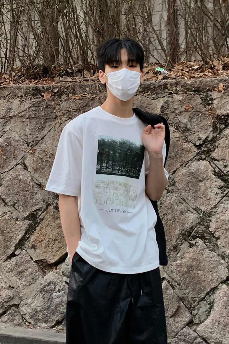 IEFB Korean Fashion Short Sleeve White T-shirt Summer Trend Men's Tee Round Collar Print Causal Tops Loose 9Y7308 210524