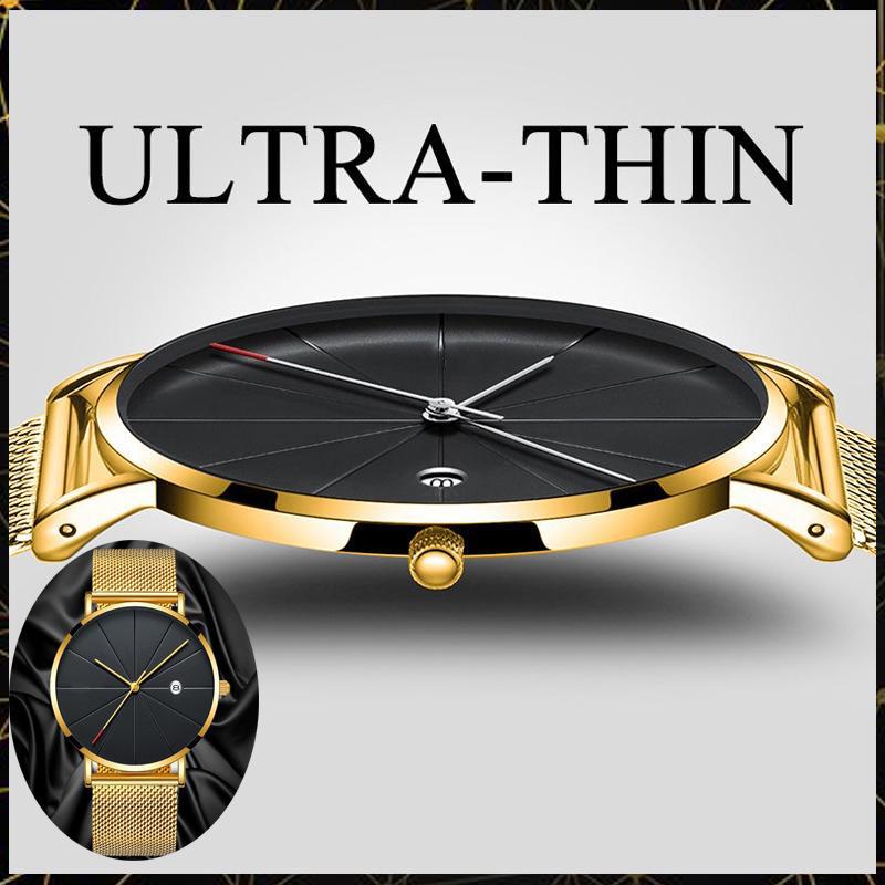 Wristwatches Complete Calendar Ultra Thin Men's Watch Stainless Steel Mesh Band Quartz Wrist Watches Men Clock Simple Design Fashion Relogio
Wristwatches Complete Calendar Ultra Thin Men's Watch Stainless Steel Mesh Band Quartz Wrist Watches Men Clock Simple Design Fashion Relogio