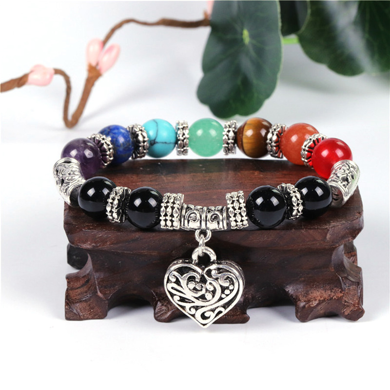 New Men Women 7 Chakra Bracelets Bangles Colors Mixed Healing Crystals Stone Chakra Pray Mala Heart Charm Bracelet Jewelry, Black
New Men Women 7 Chakra Bracelets Bangles Colors Mixed Healing Crystals Stone Chakra Pray Mala Heart Charm Bracelet Jewelry, Black