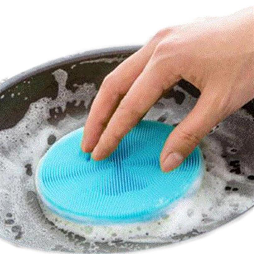Silicone Dish Bowl Cleaning Brushes Multifunction 5 colors Scouring Pad Pot Pan Wash Brush Cleaner Kitchen Dishes Washing Toola51a3212985