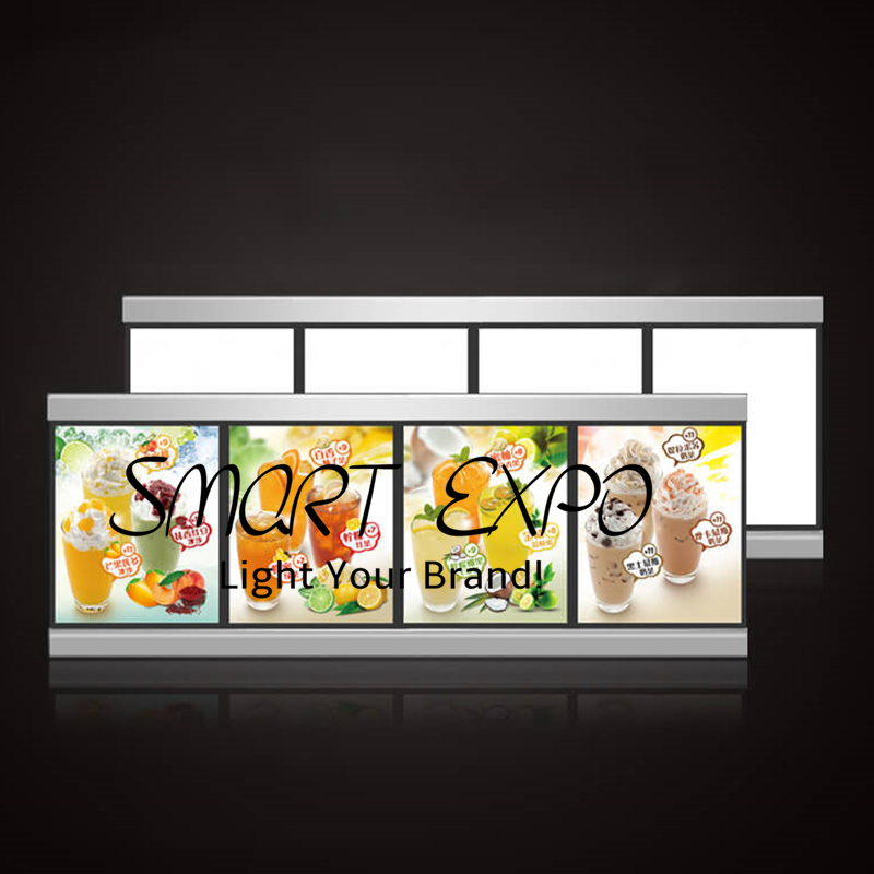 Advertising Display 60x160cm Slimline Magnetic LED Menu Boards Restaurant Illuminated Panels with 4pcs Lightbox Units Wooden Case Packing