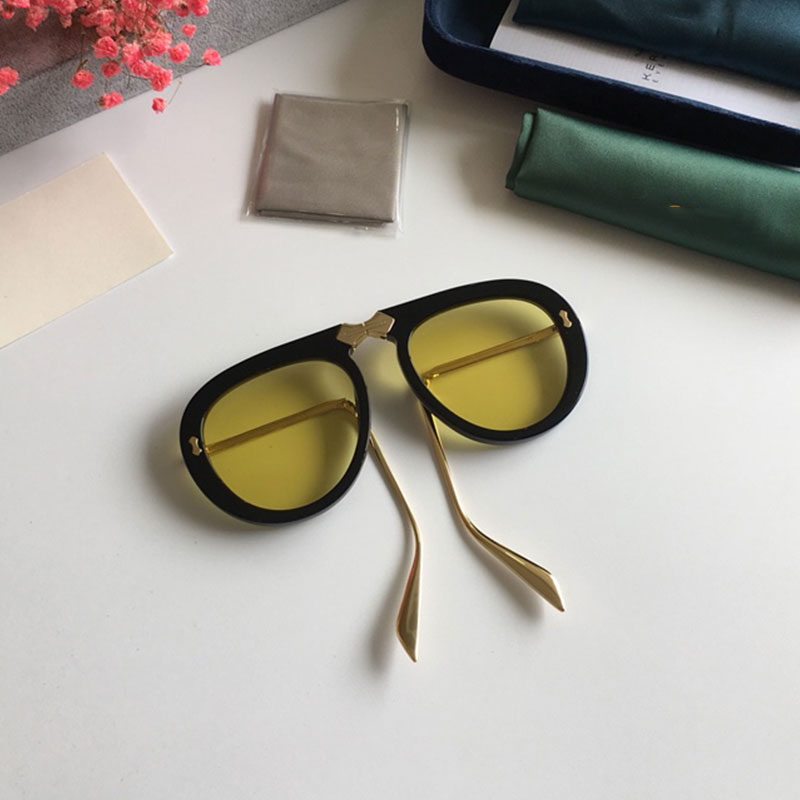 Sunglasses Men Women foldable round 0307 designer fashion Brand glasses UV400 Frame edge dia decoration Explosive sunglasses Original Box