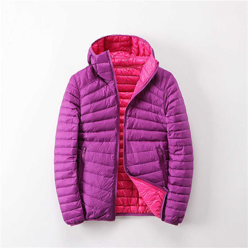 Bang 6XL 7XL Down Jacket Ultra Light Women Feather s Double Side Reversible Lightweight Warm Coats 210918
