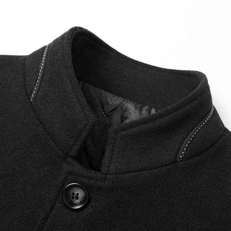 Wool Blend Coat Men Winter Fashion Men's Wild Overcoat Male Thicken Keep Warm Jackets Trench Outerwear Wool Coat Stand Collar 211119
