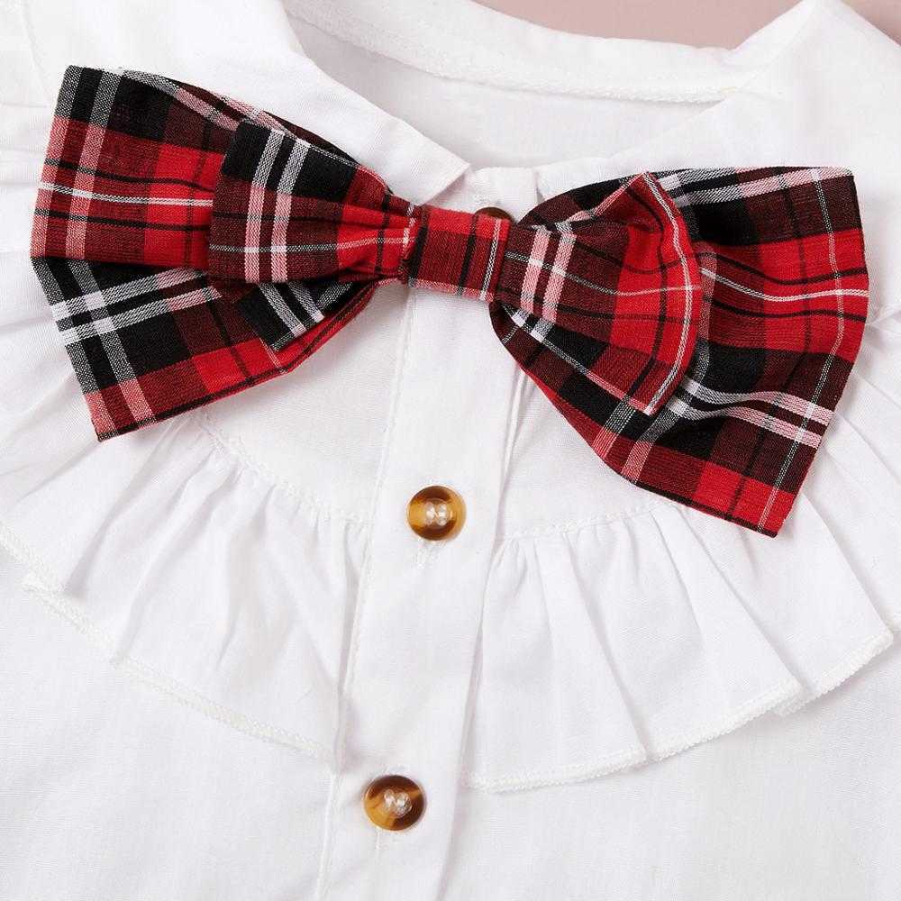 Spring and Autumn 2-piece Baby / Toddler Preppy Style Top Plaid Skirt Set 210528