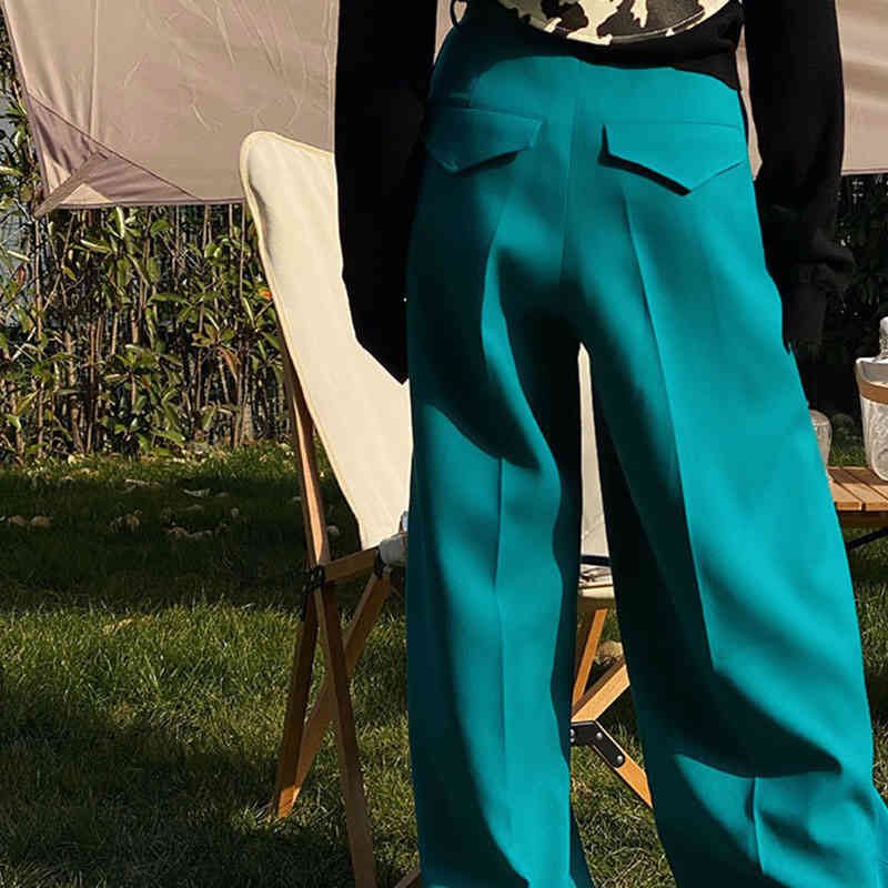 Straight Wide Leg Pants For Women High Waist Casual Loose Minimalist Joker Solid Trouser Female Fashion 210521