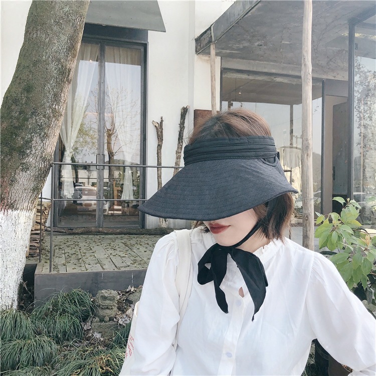 Spring and summer new women's bow tie belt along the sky top hat cloth hat travel foldable hat, Black
Spring and summer new women's bow tie belt along the sky top hat cloth hat travel foldable hat, Black