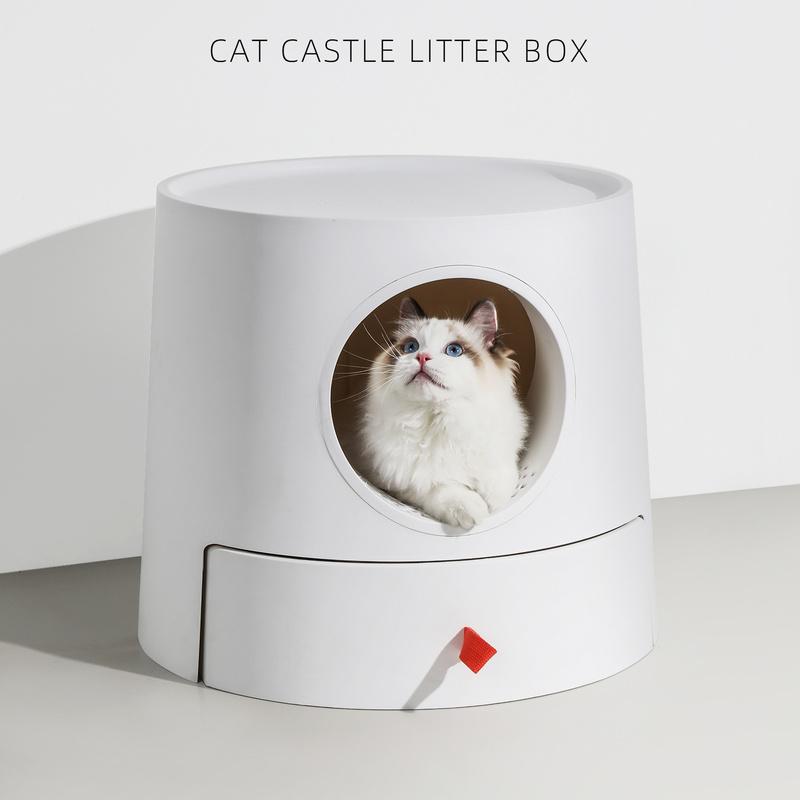 Other Cat Supplies Castle Shaped Litter Box Two-Piece In One Drawer Kitty Toilet Sandbox Tray For Pet Cats