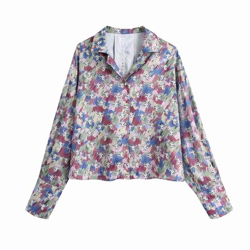 Vintage Women Animals Print Shirts Fashion Ladies Contrast Color Streetwear Female Chic Satin Loose Blouses 210527