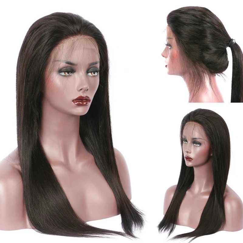 26 Inch Long Black/Brown/Blonde Straight Wigs Brazilian Human Hair for Black Women Heat Resistant Synthetic Lace Front Wig