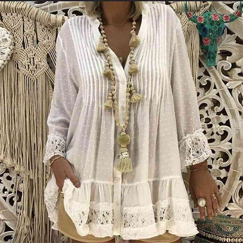 Women' Lace Chiffon V-Neck Tunic Shirt Long Sleeve Solid Loose Womens Tops and Clothes Spring Summer Shirts Plus Size 210524, Khaki
Women' Lace Chiffon V-Neck Tunic Shirt Long Sleeve Solid Loose Womens Tops and Clothes Spring Summer Shirts Plus Size 210524, Khaki