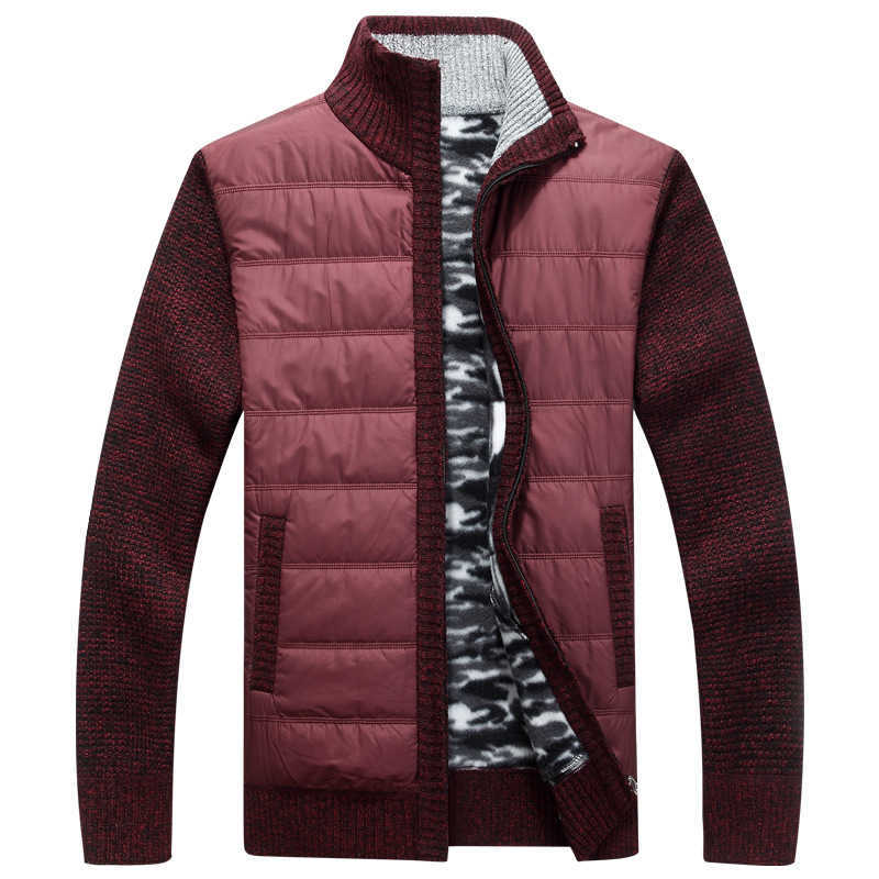 Winter Men's Fleece Sweater Coat Thick Patchwork Wool Cardigan Muscle Fit Knitted Jackets Fashionable Male Clothing for Autumn 210818