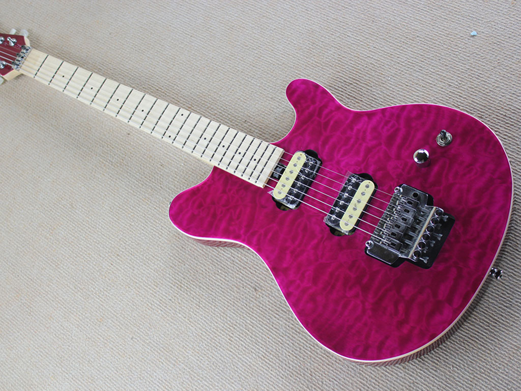 Left hand electric guitar fixed bridge 5 pickups purple ring yellow plexiglass guard plate AAA
Left hand electric guitar fixed bridge 5 pickups purple ring yellow plexiglass guard plate AAA
