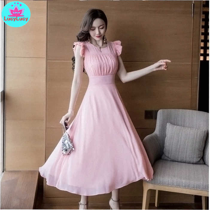 summer Korean version of the temperament lotus leaf sleeves high waist folds thin large swing dress 210603, White
summer Korean version of the temperament lotus leaf sleeves high waist folds thin large swing dress 210603, White