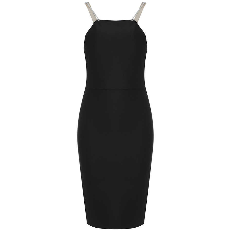 Ladies Dress High Quality Black Sexy Tight-Fitting Square Neckline, Backless Chain Fashion Bandage Party 210527