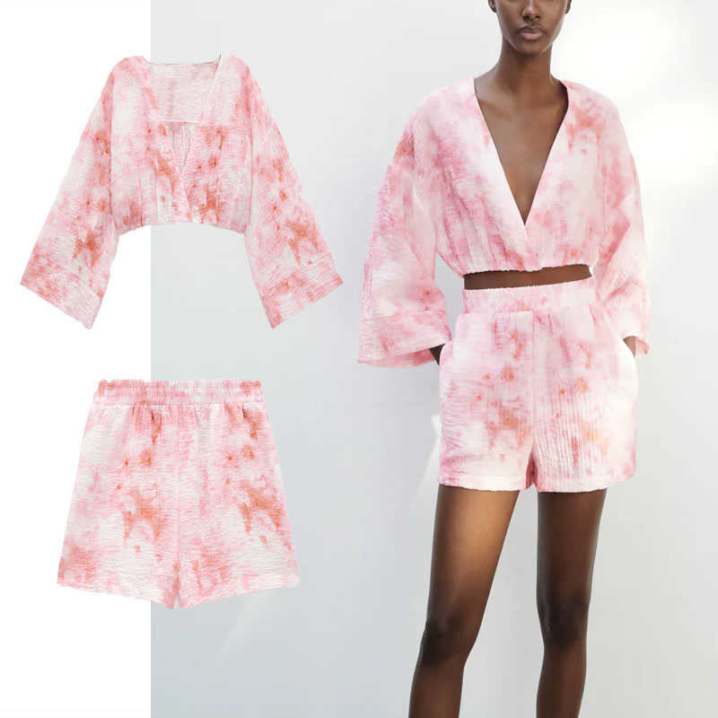 Za Vintage Cropped Tie Dye Top Women Full Long Sleeve Wrap V Neck Elastic Summer Blouse Feminine Fashion Pleat Causal Shirt 210602
Za Vintage Cropped Tie Dye Top Women Full Long Sleeve Wrap V Neck Elastic Summer Blouse Feminine Fashion Pleat Causal Shirt 210602