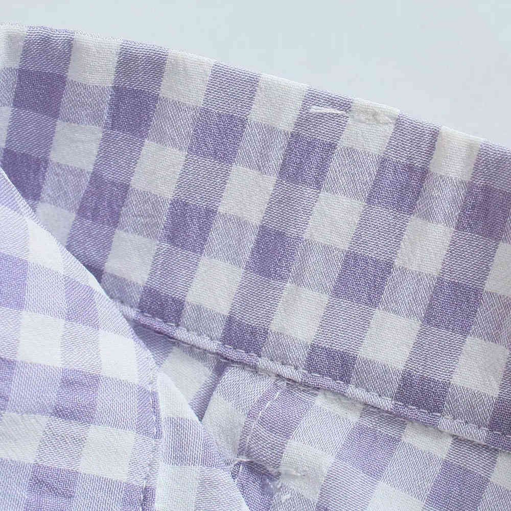 BBWM Women Vintage Plaid Print Casual Straight Pants Retro Female Side Zipper Pantalones Mujer Chic Long Trousers 210520