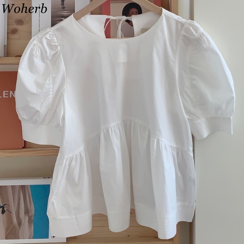 Blusas Mujer De Moda Verano Elegantes Shirt Korean Chic White Blouses Women Loose Sweet Short Blouse Tops Female 210519