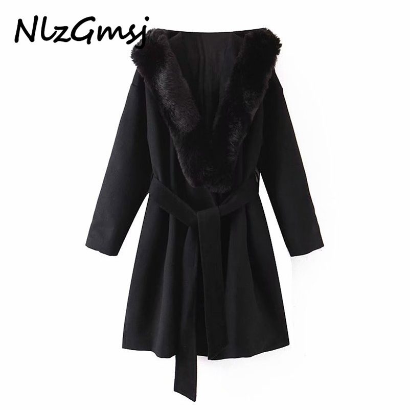 Winter Women Vintage Woolen Coat Big Fur Collar Solid Long Thicken Warm Jacket With Belt V-Neck Female Outwear 210628, As picture
Winter Women Vintage Woolen Coat Big Fur Collar Solid Long Thicken Warm Jacket With Belt V-Neck Female Outwear 210628, As picture