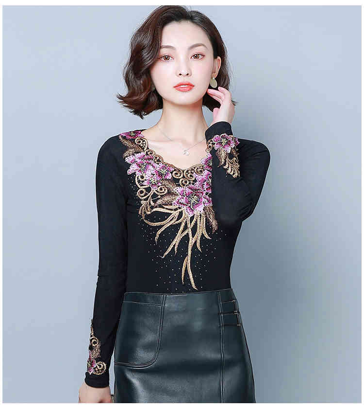Fashion Embroidery Long Sleeve Tops Women Blusas Mujer De Moda 5XL 6XL Plus Size Blouse Casual Autumn Slim Shirt 7757 50 210506