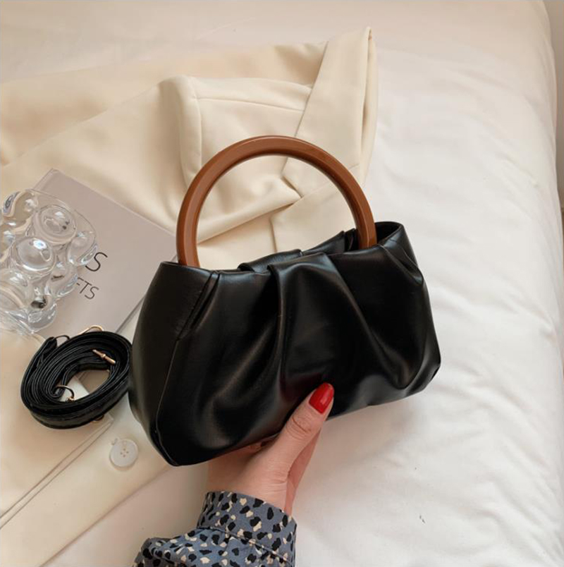 ladies 2021 pleated hand bag original brand fashion handbags French texture single shoulder messenger bags s s