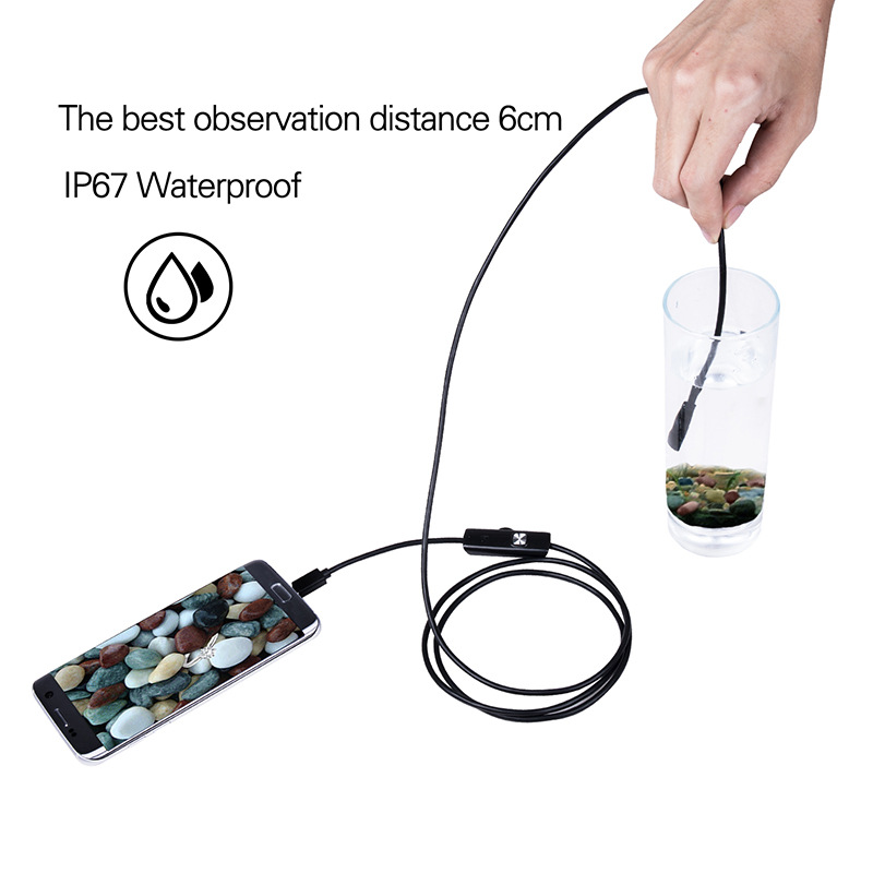7mm 55mm Endoscope Camera Flexible IP67 Waterproof Micro USB industrial Endoscope Camera for Android Phone PC 6LED Adjustable