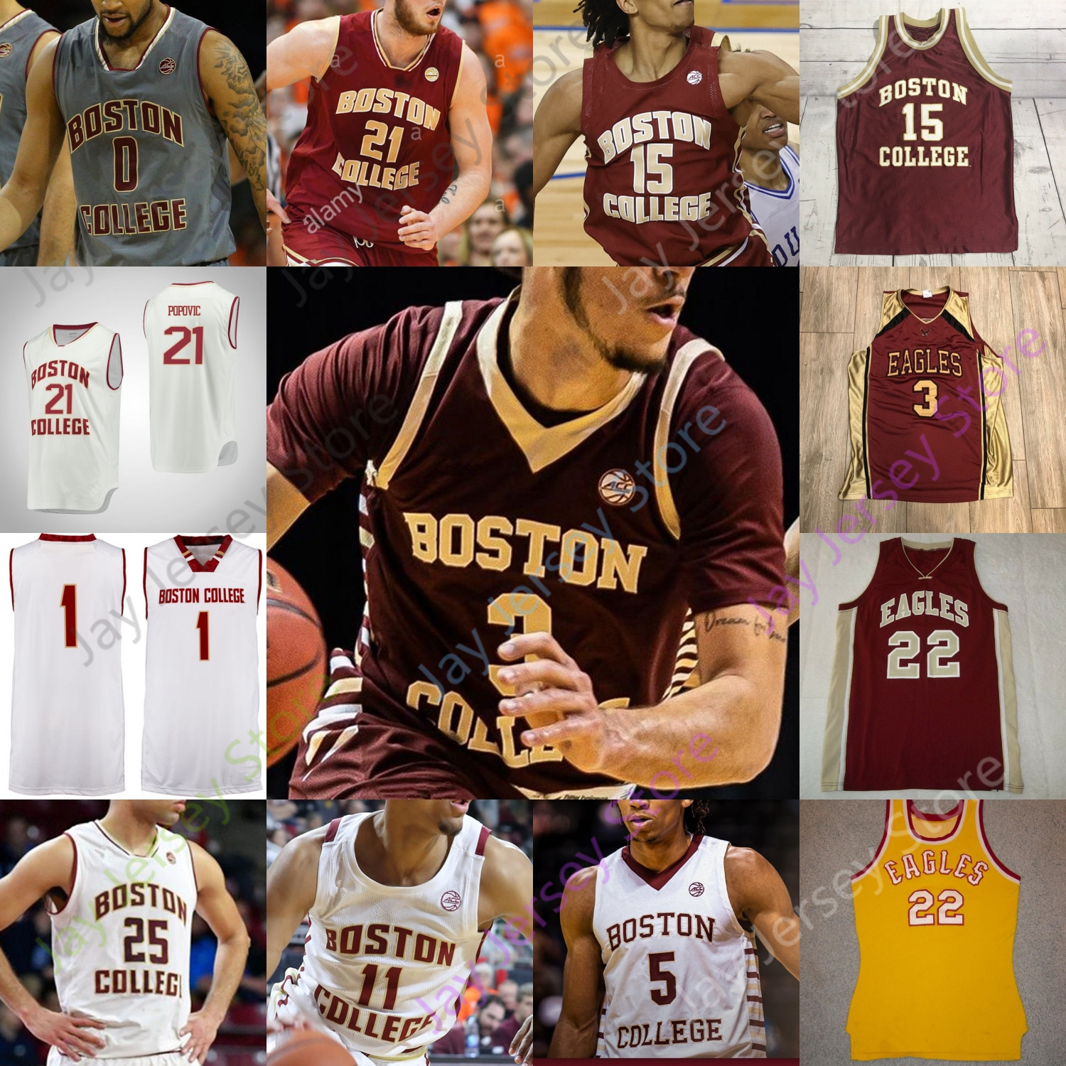 Boston College Basketball Jersey NCAA DeMarr Langford Jr. Jaeden Zackery Makai Ashton-Langford T.J. Bickerstaff Quinten Post Derryck Thornton Nik Popovic
