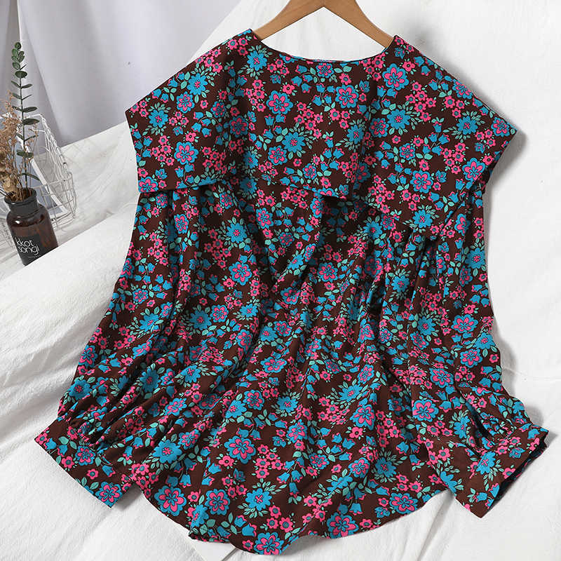 VANOVICH Korean Style Lapel Summer Fashion Print Sweet Ladies Blouses and Tops Casual Wild Women Clothing 210615