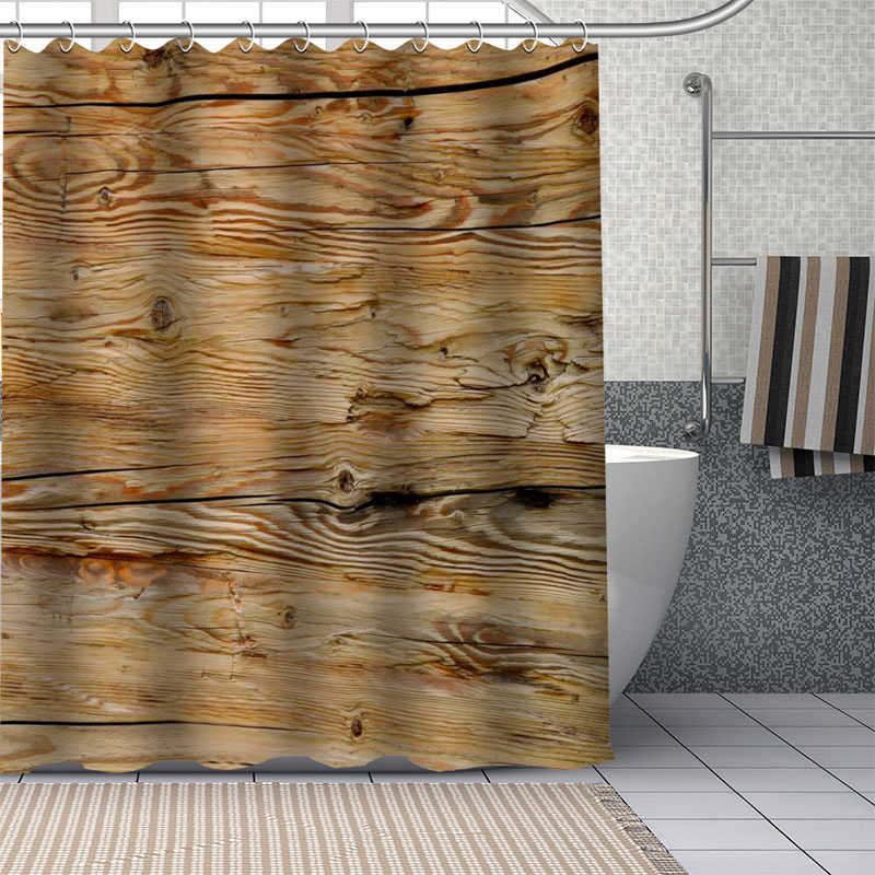 Custom old wood Shower Curtains DIY Bathroom Curtain Fabric Washable Polyester for Bathtub Art Decor Drop 210609