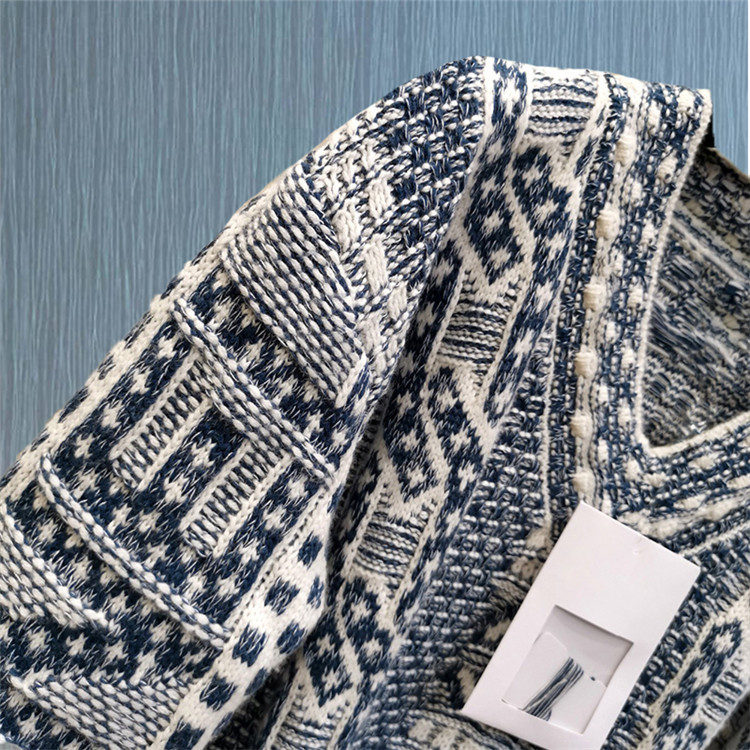 new fashion catwalk knit pullover V-neck long-sleeved sweater casual loose coat sweater