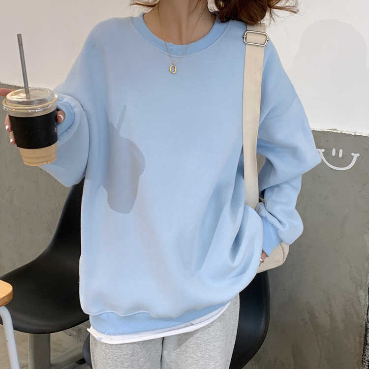 Colorfaith Spring Autumn Women Sweatshirts Pullovers Oversized Fashionable Korean Pop Jumper Thicken Lady Tops SS1293 210816