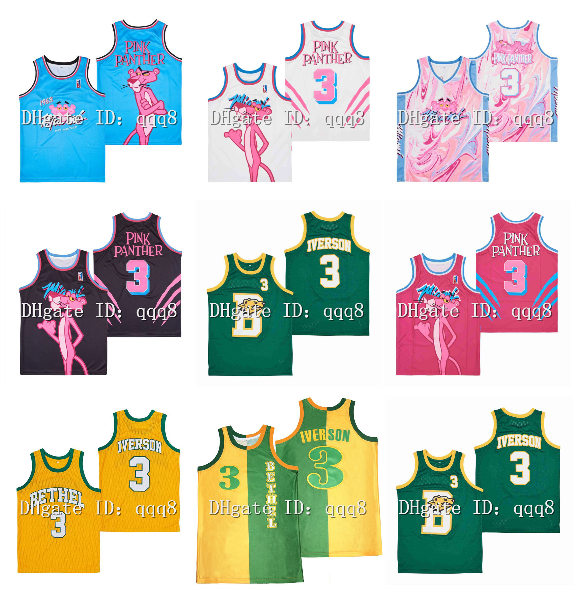 PINK PANTHER 3 MIAMI BASKETBALL JERSEY Allen 3 Iverson Bethel High FRIDAY 23 Basketball Jersey от DHgate WW
