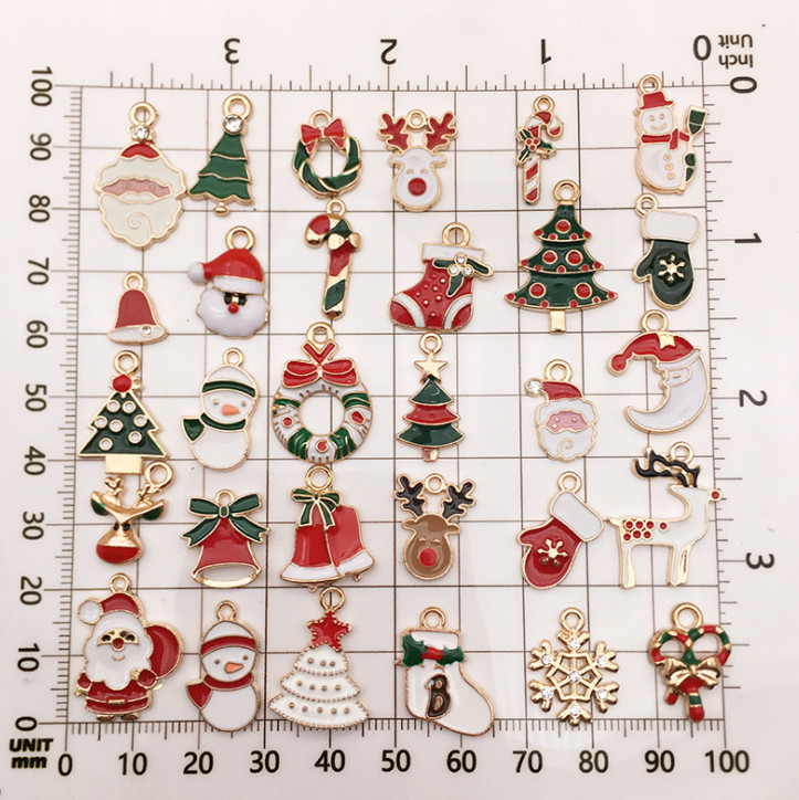 The latest model 1 pack = 30 pcs, g alloy pendant, Christmas tree alarm, hair accessory, bracelet, diy jew Free shipping
