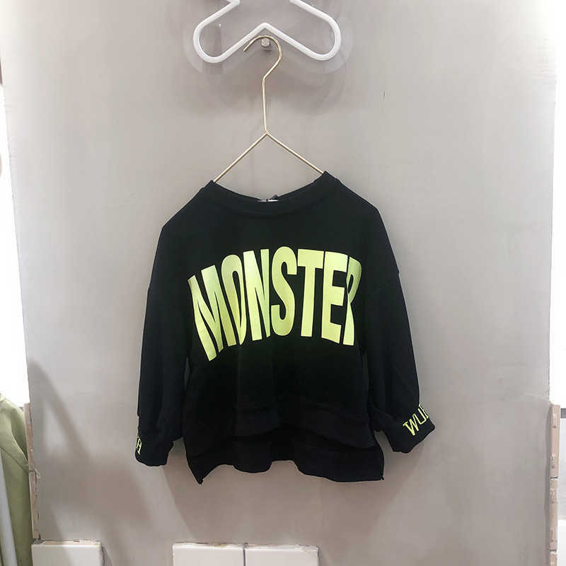 Boy long sleeve loose Sweatshirts Korean Style letter print Sweatshirt for baby boys cotton fashion children tops 210615