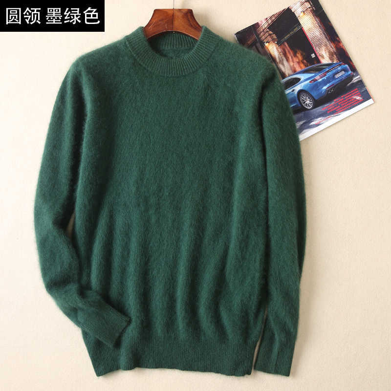 Men Pullovers 100% Mink Cashmere Knitting Sweaters Fashion Winter Thick Warm Pullovers Man Sweater 210818