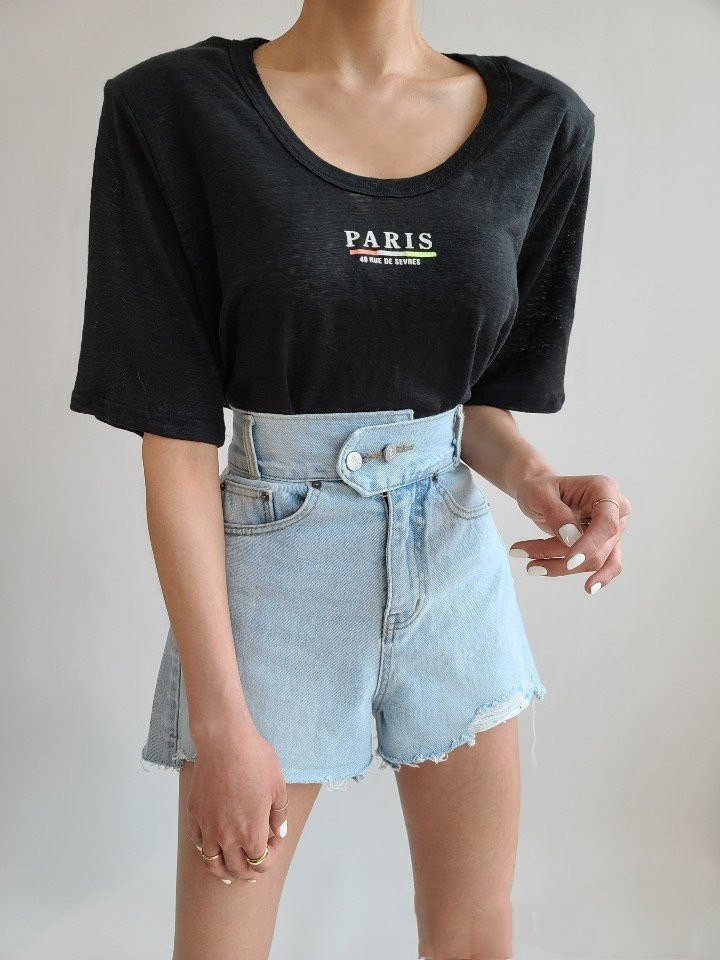 Ladies Summer High Waist Two Buttons Washed Raw Edge Denim Shorts Women booty shorts women high waist 210714