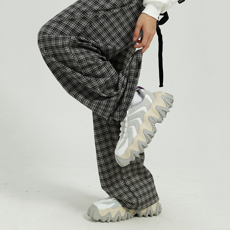 IEFB Men's Wear Korean Loose Casual Pants Vintage Black White Plaid Pattern Wide Leg Straight Trousers For Male 9Y5971 210524