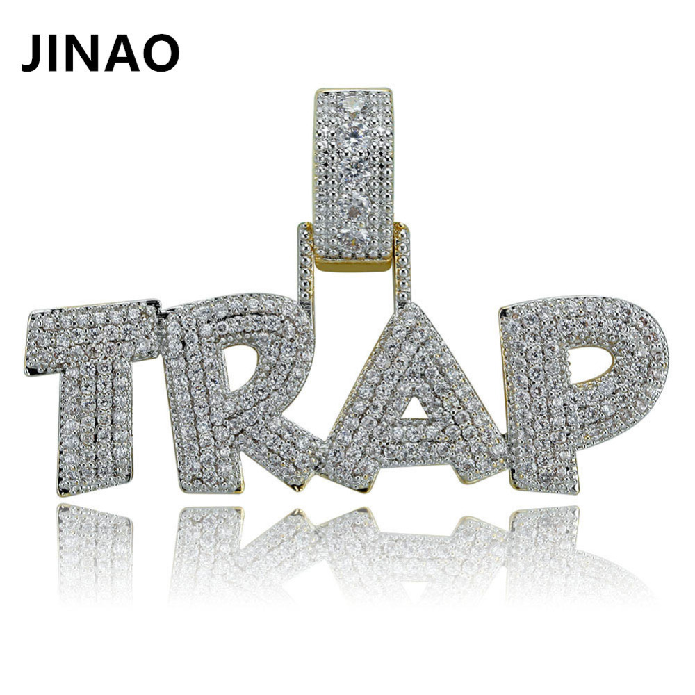 JINAO Fashion AAA TRAP Pendant Necklace Letter Bling Cubic Zircon Iced Out Chain Micro Pave Men Women Hip Hop Jewelry Gift Solid X0509
JINAO Fashion AAA TRAP Pendant Necklace Letter Bling Cubic Zircon Iced Out Chain Micro Pave Men Women Hip Hop Jewelry Gift Solid X0509