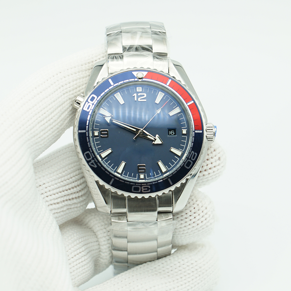 

Blue Red Bezel Planet Limited Dial Watch 44mm Automatic Mechaincal Movement Ocean Diver 600m Stainless Steel Sports Sea America Cup Mens Wristwatches