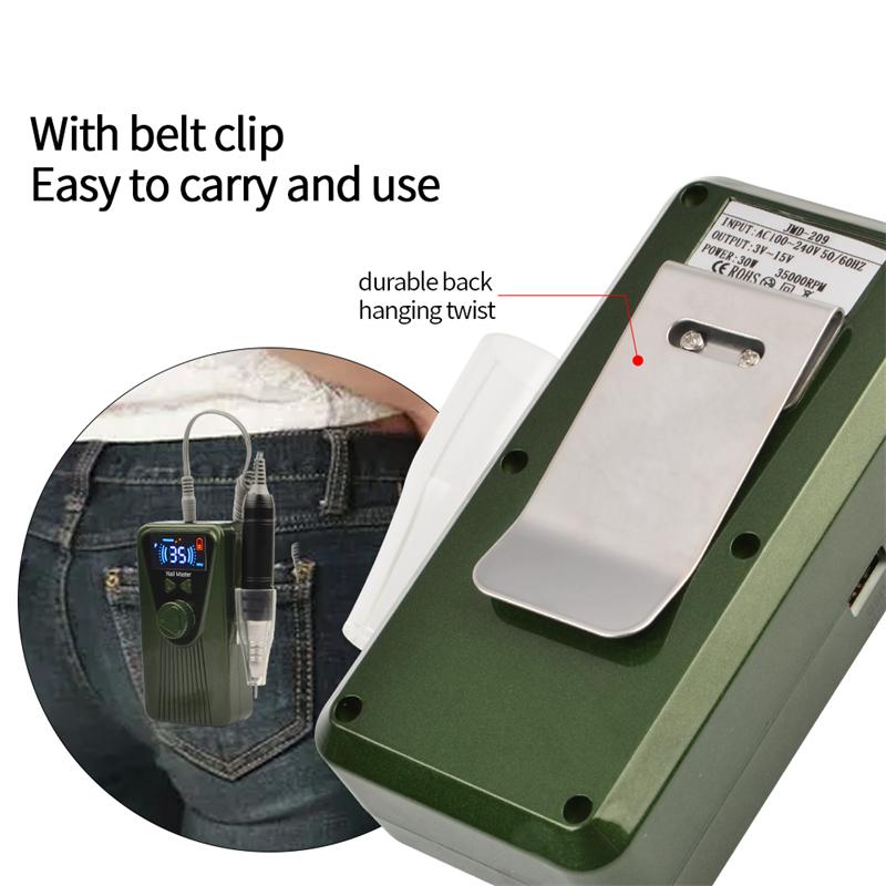 Nail Drill & Accessories Portable Rechargeable 30W 35000RPM Electric Low Noise Strong File Cordless Manicure Pedicure Machine