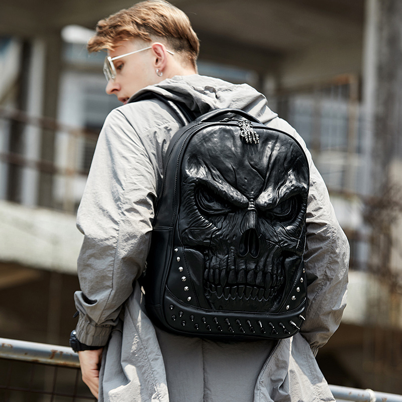 Backpack Casual Waterproof Halloween Personalize Pu Leather Loptop Bookbag Teenager Outdoor Bag Heavy Duty Rucksack
