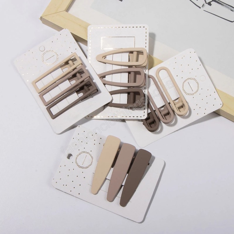Vintage Milk Tea Color Hair Clip Simple Geometric Spray Paint BB Clip Creative Hairpins Barrettes Korean Hair Accessories