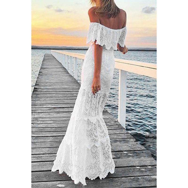 Flower Lace Dress Women Sling Cross Wedding Beach Elegant Party Evening Slim Hollow Summer Dresses Femme Robe Casual