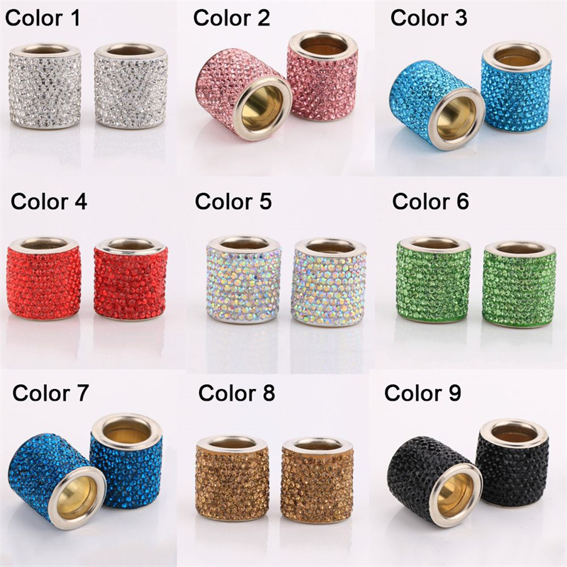 Crystal Rhinestone Auto Seat Headrest Ring Collars Charms Diamond Bling Decorate Car Interior Accessories For Women Girls Universal