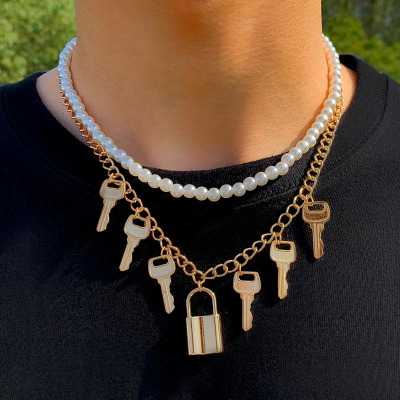 Chokers Lacteo Hip Hop Punk Big Key Lock Pendant Necklace For Women Men Gothic Imitation Pearl Clavicle Choker Jewelry Gifts
Chokers Lacteo Hip Hop Punk Big Key Lock Pendant Necklace For Women Men Gothic Imitation Pearl Clavicle Choker Jewelry Gifts