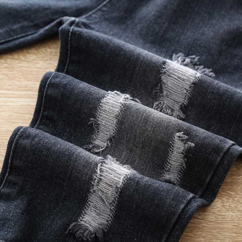 Spring and Summer Autumn Baby / Toddler Trendy Ripped Jeans for Kids Boy Bottoms 210528